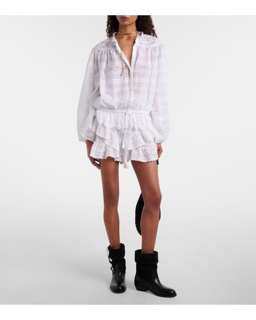 Isabel Marant White Polly Lace And Cotton Blouse