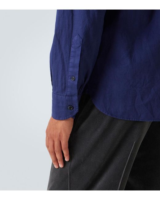 Tom Ford Blue Cotton And Linen Drill Shirt for men
