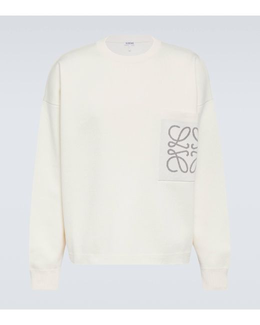 Loewe White Anagram Cotton-blend Sweatshirt for men