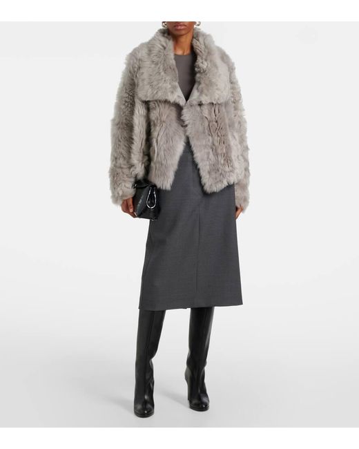 Yves Salomon Gray Reversible Shearling Jacket