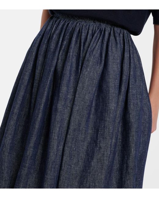 Gabriela Hearst Blue Eloran Linen Midi Skirt