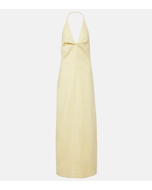 Sir White Halterneck Linen Maxi Dress