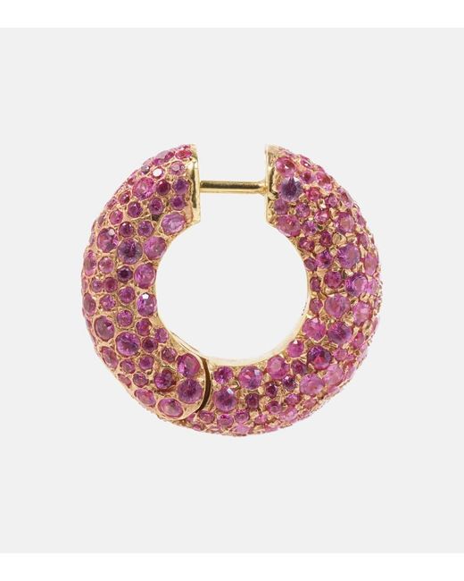 Pendientes de aro Bubble de oro de 18 ct con zafiros Octavia Elizabeth de color Pink