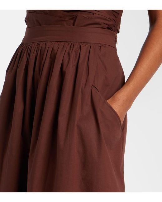Adriana Degreas Brown Pleated Cotton Maxi Skirt