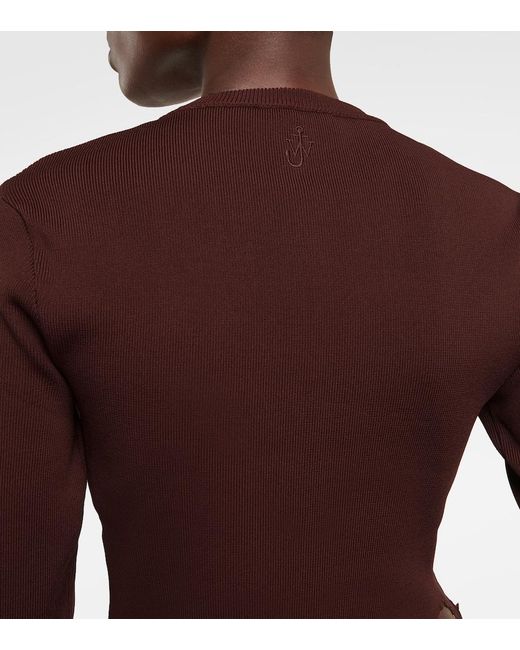 J.W. Anderson Brown Distressed Crop Top