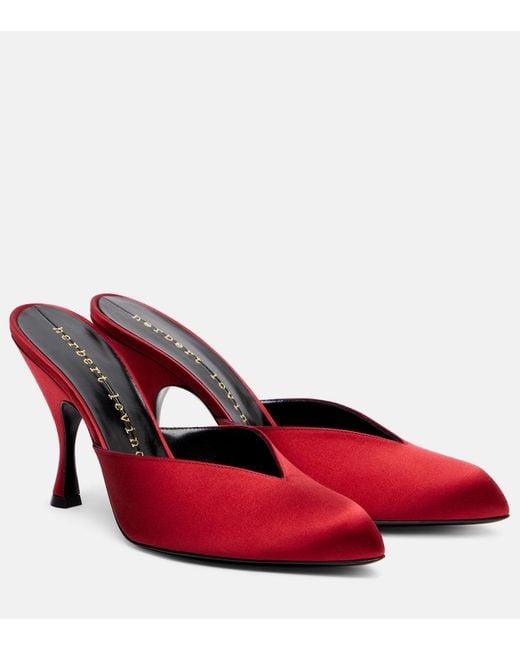 Herbert Levine Red Sitting Pretty 95 Satin Mules