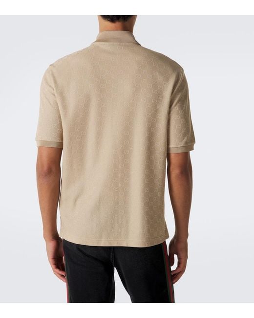 Gucci Natural Gg Jacquard Polo Shirt for men