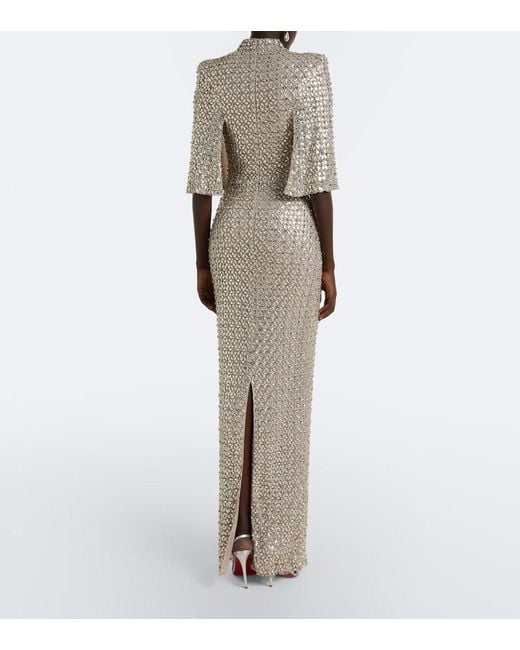 Jenny Packham White Sedona Embellished Mesh Gown