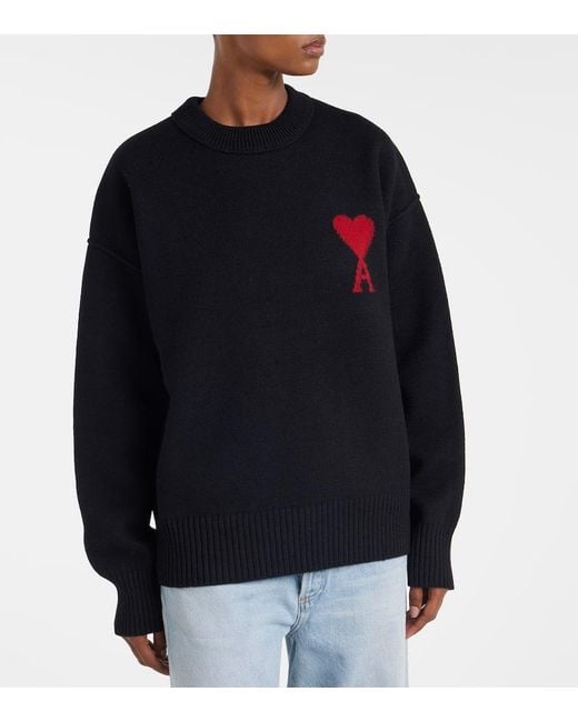 AMI Black Ami De Cour Virgin Wool Sweater