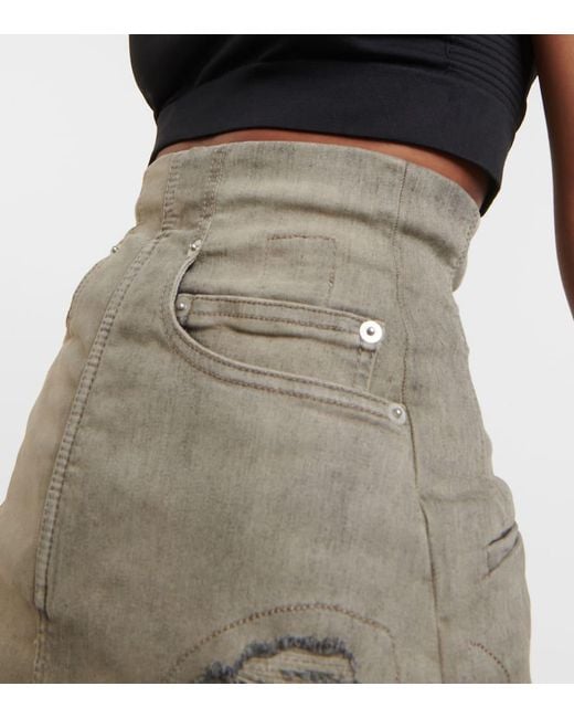 RICK OWENS 2024AW Dirt Cutofショートパンツ Rick Owens Shorts Dirt Cutoff In Denim Sky Stretch in Gray