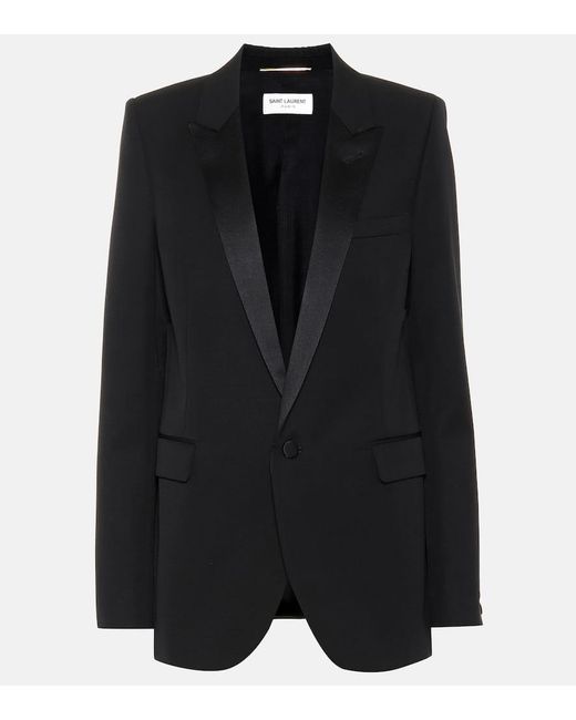 Saint Laurent Black Grain De Poudre Tuxedo Jacket
