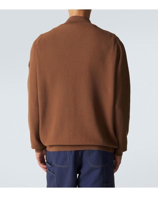 Moncler Brown Cotton Zip-Up Sweater for men