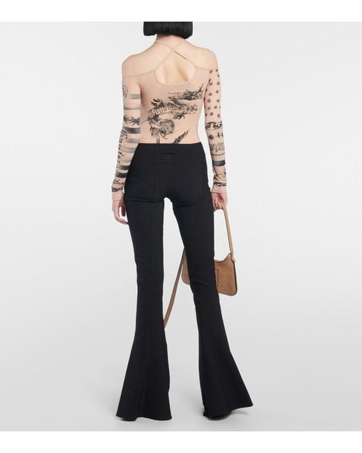 Jean Paul Gaultier Black X Knwls Cutout Flared Pants