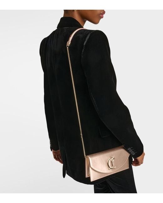 Christian Louboutin Natural Loubi54 Small Leather-Trimmed Silk Clutch