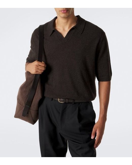 LeKasha Black Bale Cashmere Polo Sweater for men