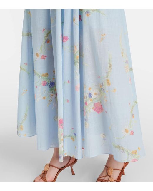 Zimmermann Blue Maxikleid Lucky Picnic Aus Baumwolle
