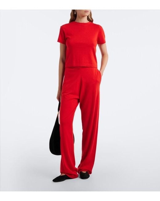 Extreme Cashmere Red N°353 Relax Cotton And Cashmere Wide-Leg Pants