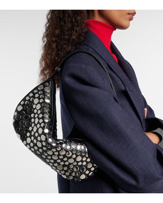 Staud Black Demy Small Studded Leather Shoulder Bag