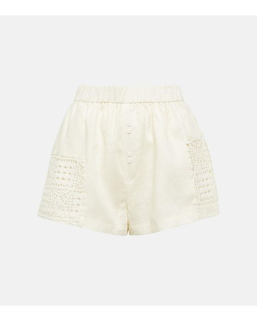 Sir. The Label Natural Rayure Patchwork Cotton Shorts