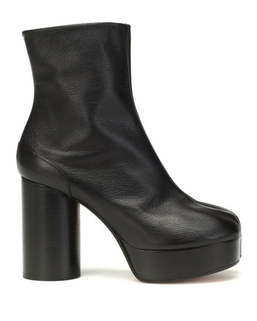 Maison Margiela Tabi Platform Leather Boots in Black | Lyst