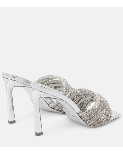 Jonathan Simkhai White Lena Crystal-Embellished Mules