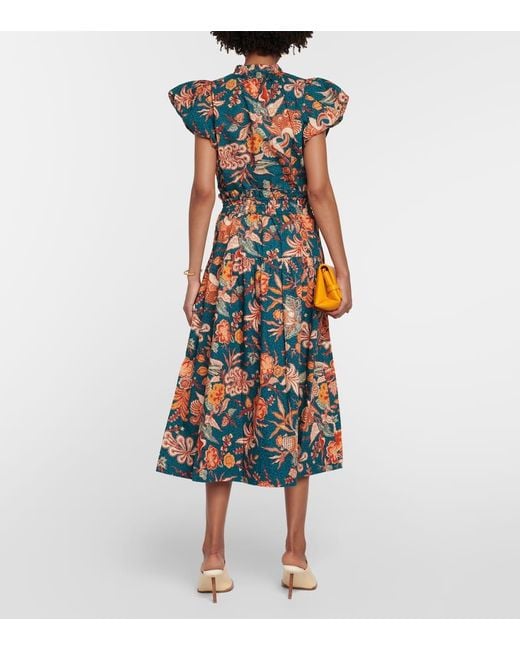 Ulla Johnson Multicolor Kyra High-Rise Floral Cotton Midi Skirt