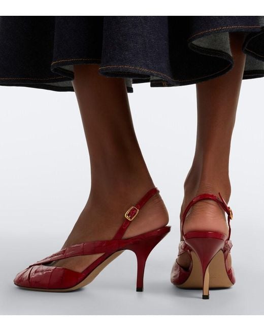 Jacquemus Red Poisson Leather Peep-Toe Pumps