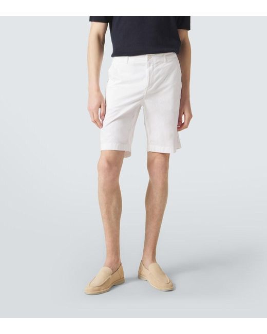 Vilebrequin White Cotton-Blend Satin Bermuda Shorts for men