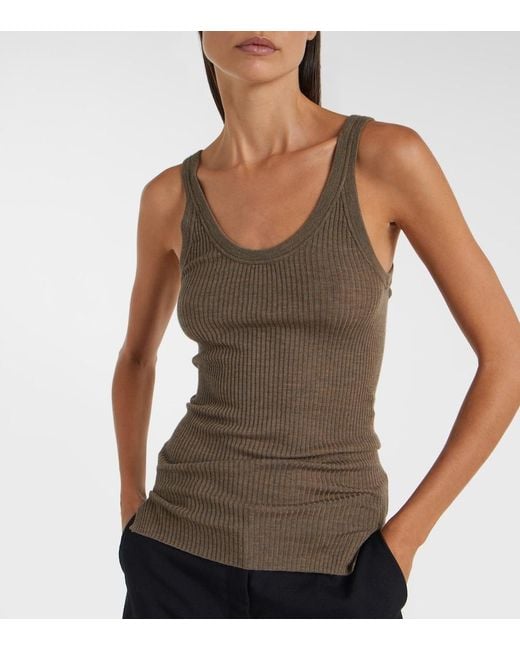 Calvin Klein Brown Ella Ribbed-Knit Wool Tank Top