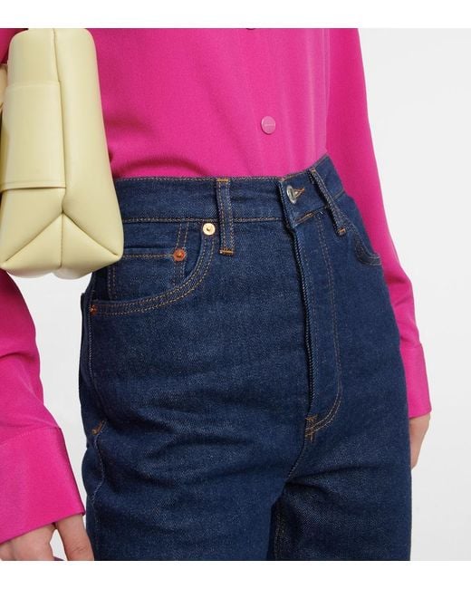 Re/done Blue Super High Drainpipe Slim Jeans