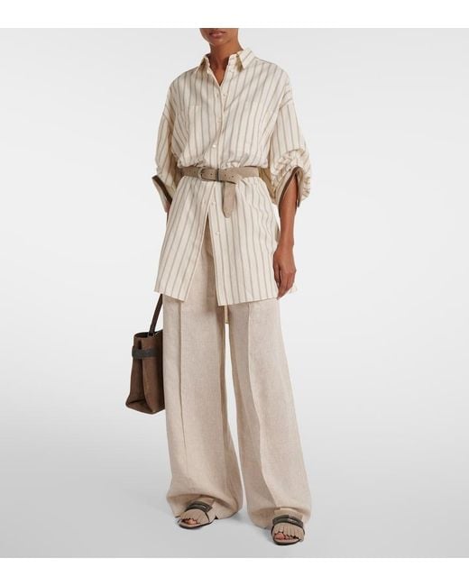 Brunello Cucinelli Natural Fringed Suede Slippers
