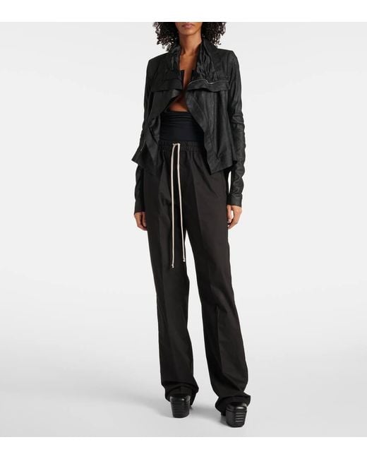Rick Owens Black Hollywood Naska Biker Leather Jacket