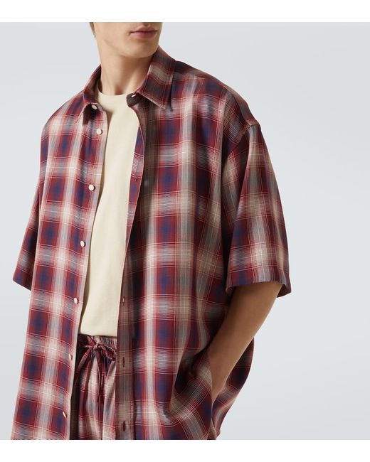 Acne Red Checked Oversized Shirt for men