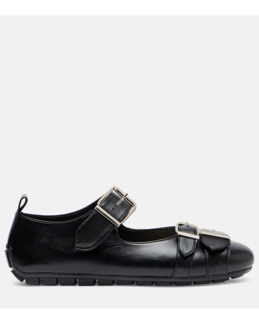 Simone Rocha Black Buckle Ballerina Leather Ballet Flats