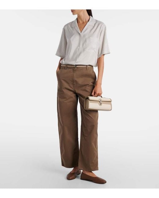 SAVETTE Natural Slim Symmetry Leather-Trimmed Tote Bag