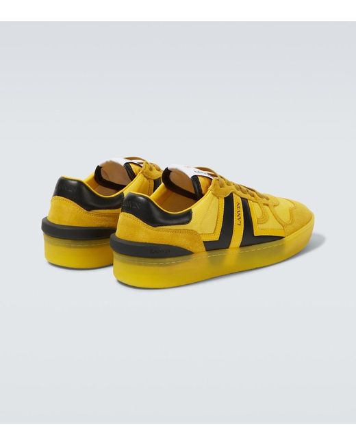 Lanvin Yellow Clay Leather-Trimmed Sneakers for men