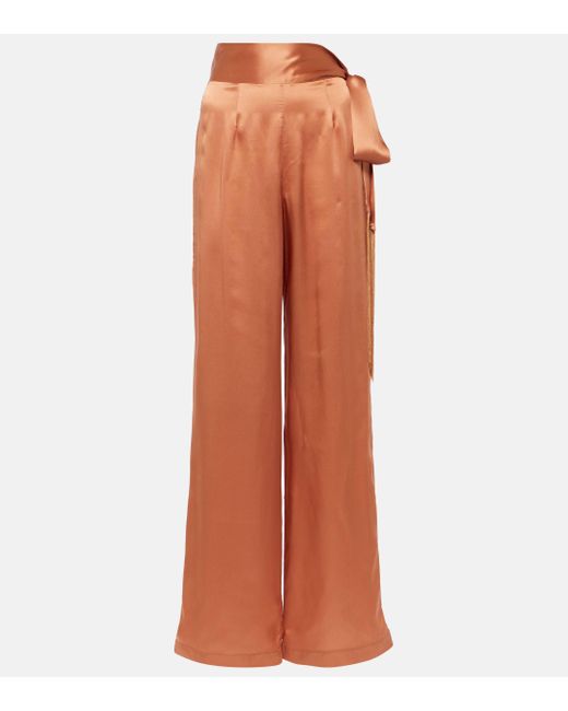 ‎Taller Marmo Orange Verdi Silk Satin Wide-Leg Pants