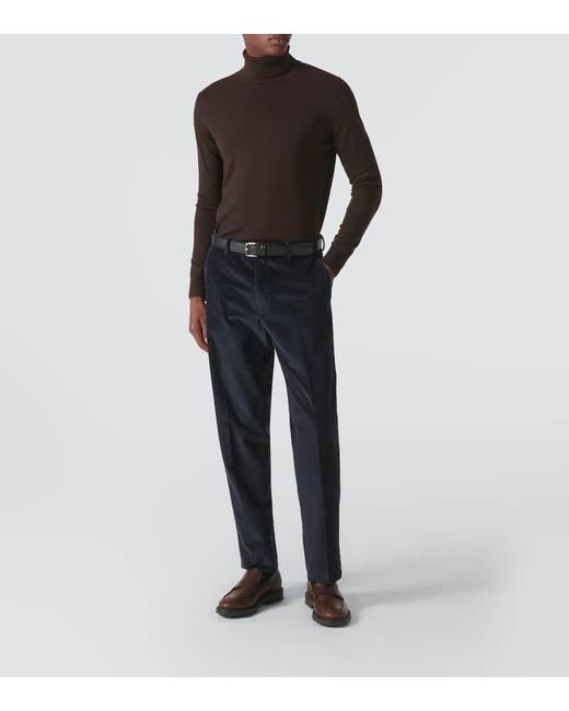 Loro Piana Gerade Hose Aus Baumwoll-Cord in Blue für Herren