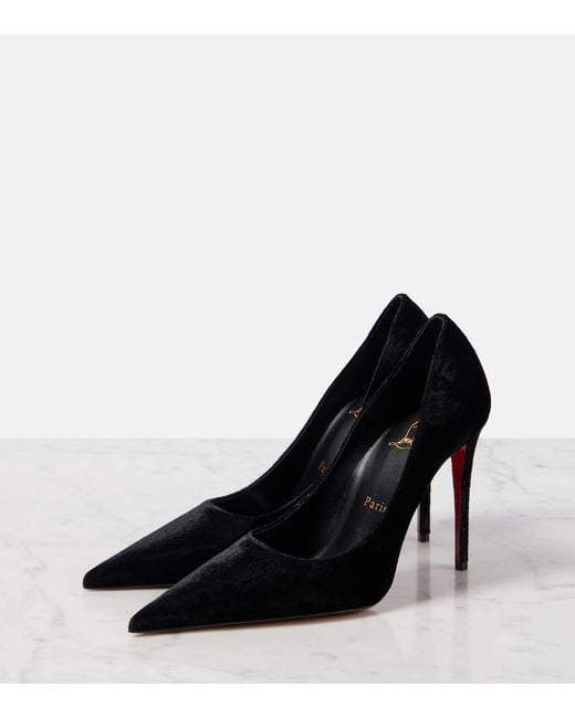 Christian Louboutin Black Kate Max 100 Velvet Pumps