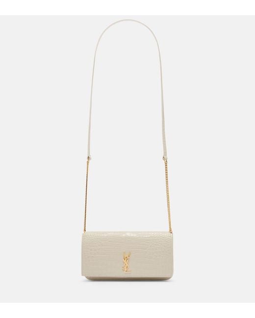 Saint Laurent White Smartphone-Etui Cassandre Mini Aus Leder