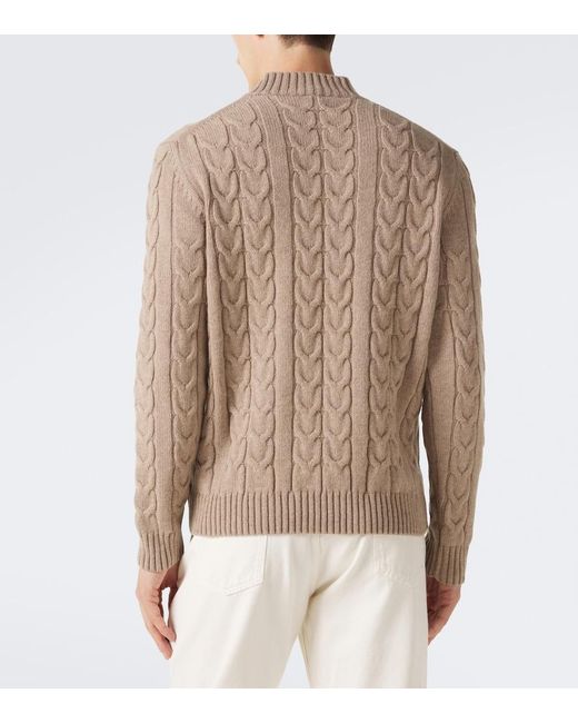 Slowear Brown Cable-Knit Virgin Wool Sweater for men
