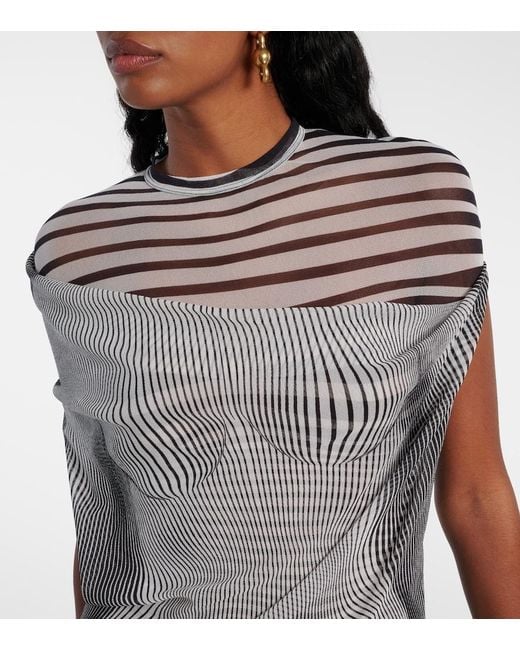 Jean Paul Gaultier Gray Body Morphing Layered Draped Tulle Midi Dress