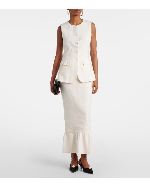 Posse White Matilda Ruffled Linen Vest