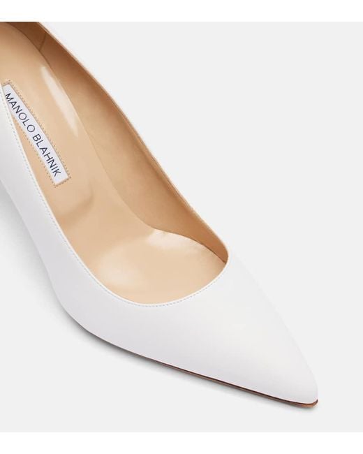 Manolo Blahnik White Bb 90 Leather Pumps