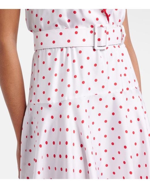 Rodarte Pink Polka-Dot Belted Silk Twill Midi Dress