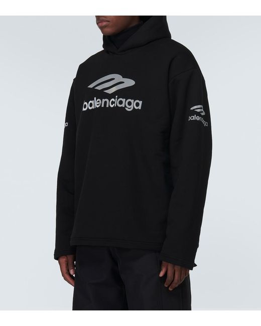 Balenciaga Black 3B Sports Icon Cotton Fleece Hoodie for men