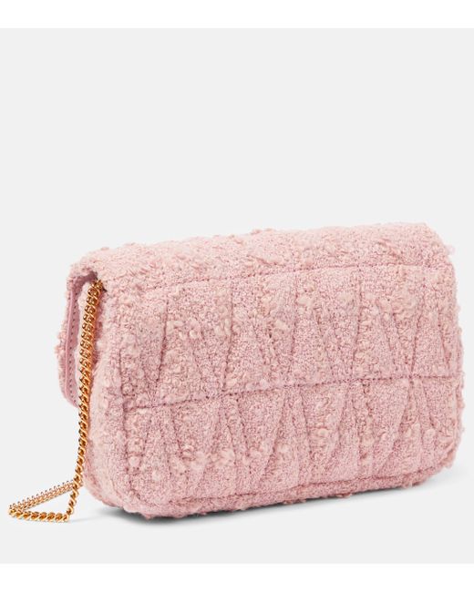 Versace Pink Virtus Mini Tweed Shoulder Bag