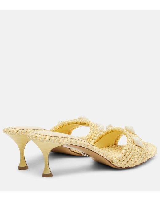 Mach & Mach Metallic Embellished Crochet Mules