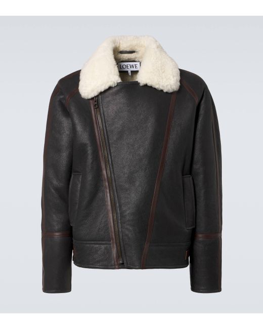 Loewe Black Shearling-Lined Leather Jacket for men