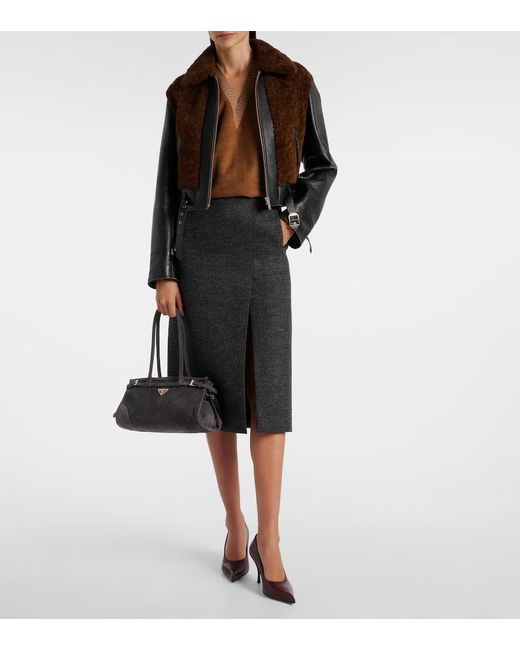 Prada Black Bonnie Medium Suede Shoulder Bag